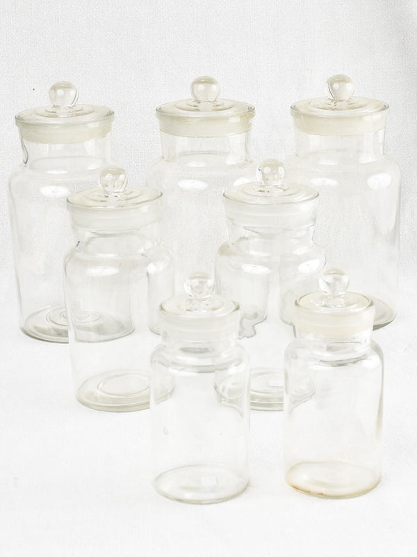 Antique French lidded glass preserving jars
