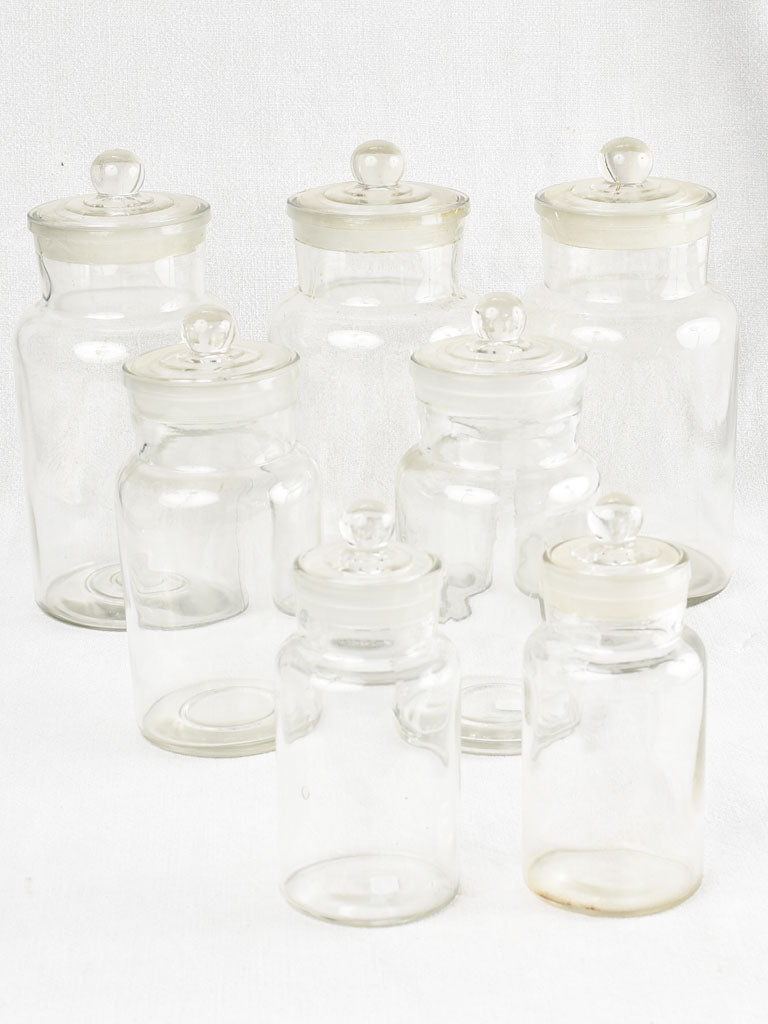 Antique French lidded glass preserving jars