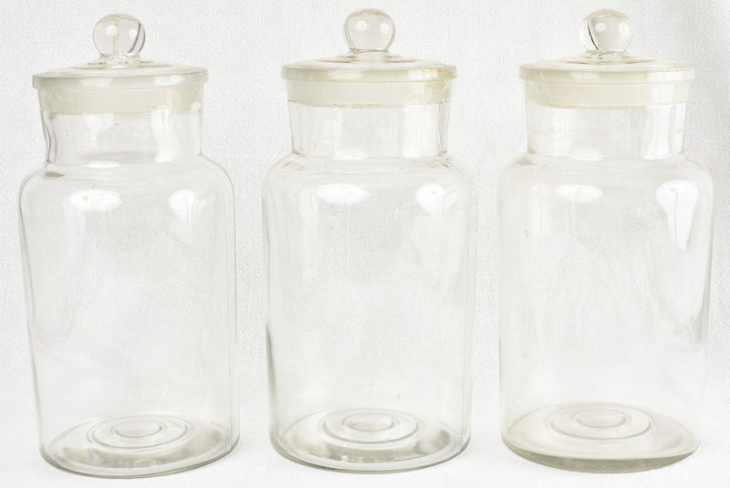 Emblematized antique French preserving jars