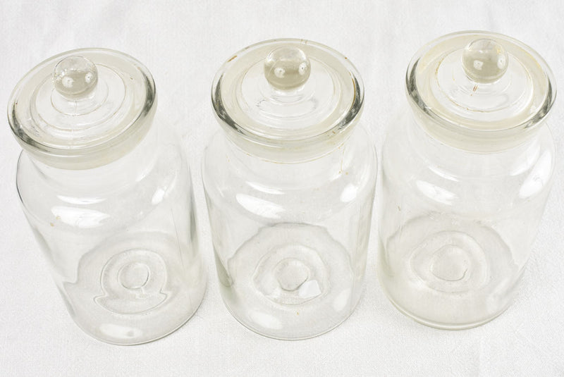 Vintage French glass jars, three sizes