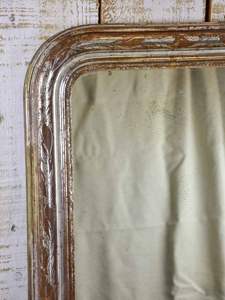 Antique French Louis Philippe mirror with silver frame 29¼" x 20¾"