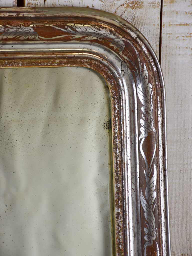 Antique French Louis Philippe mirror with silver frame 29¼" x 20¾"