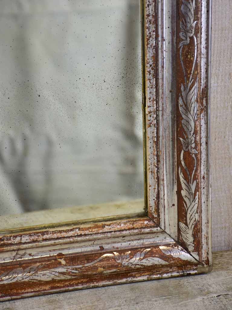 Antique French Louis Philippe mirror with silver frame 29¼" x 20¾"
