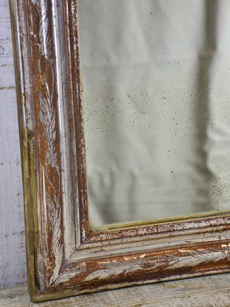 Antique French Louis Philippe mirror with silver frame 29¼" x 20¾"