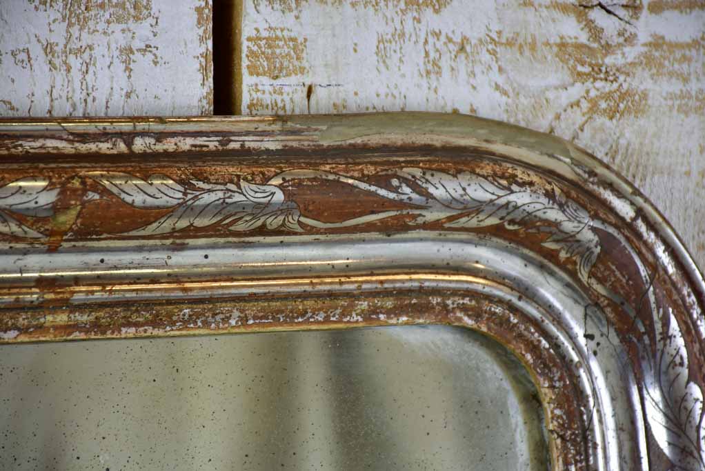 Antique French Louis Philippe mirror with silver frame 29¼" x 20¾"
