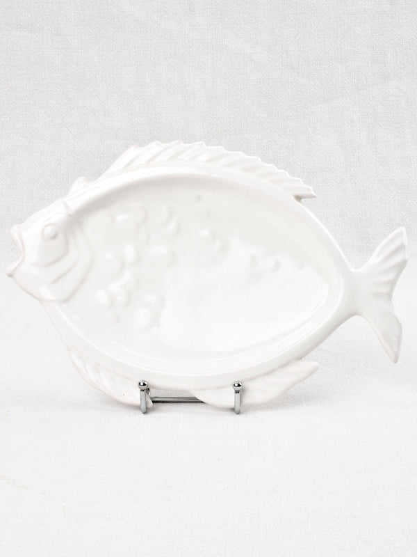 Authentic white French ceramist fish plate