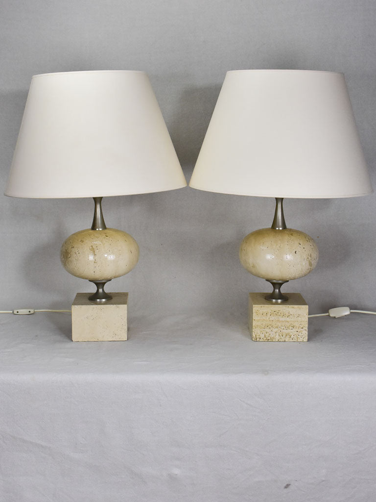 Pair of large Travertine table lamps from the 1970's - Barbier