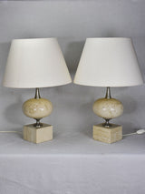 Pair of large Travertine table lamps from the 1970's - Barbier
