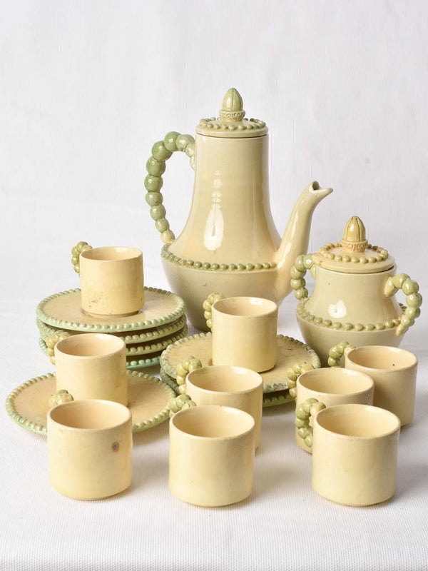 Exquisite Antique Yellow-Green Coffee Service