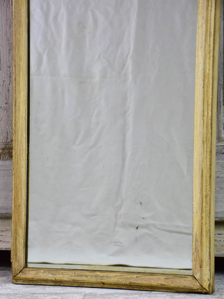 Large early 20th-century rectangular mirror with light wood frame and original glass 69¾" x 17¼"