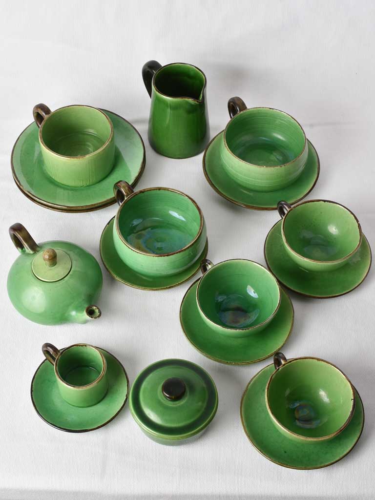 Antique Dieulefit Green Pottery Pieces