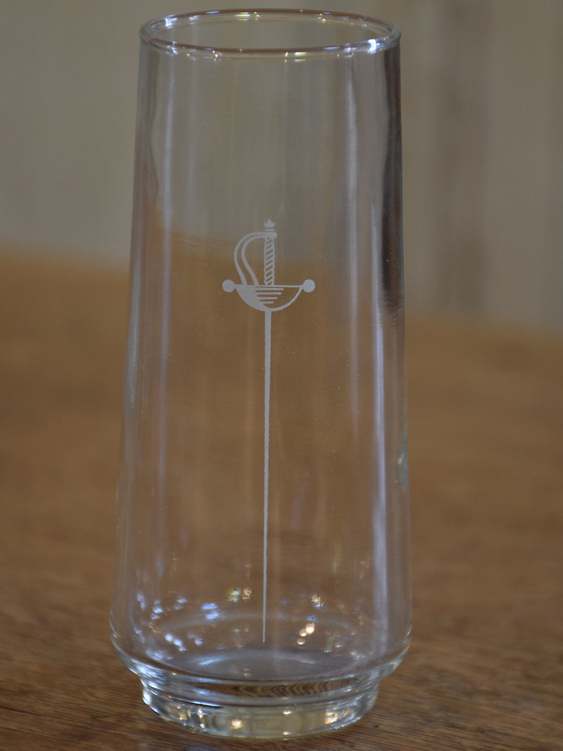 Set of 12 French Armagnac glasses with sword motif