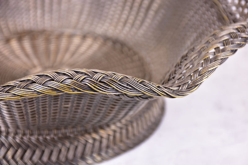 Mid-century silver plated woven bowl