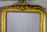 Louis Philippe gilded mantle mirror with decorative pediment and original glass 33" x 40¼"