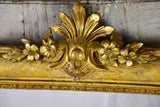Louis Philippe gilded mantle mirror with decorative pediment and original glass 33" x 40¼"
