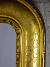 Louis Philippe gilded mantle mirror with decorative pediment and original glass 33" x 40¼"