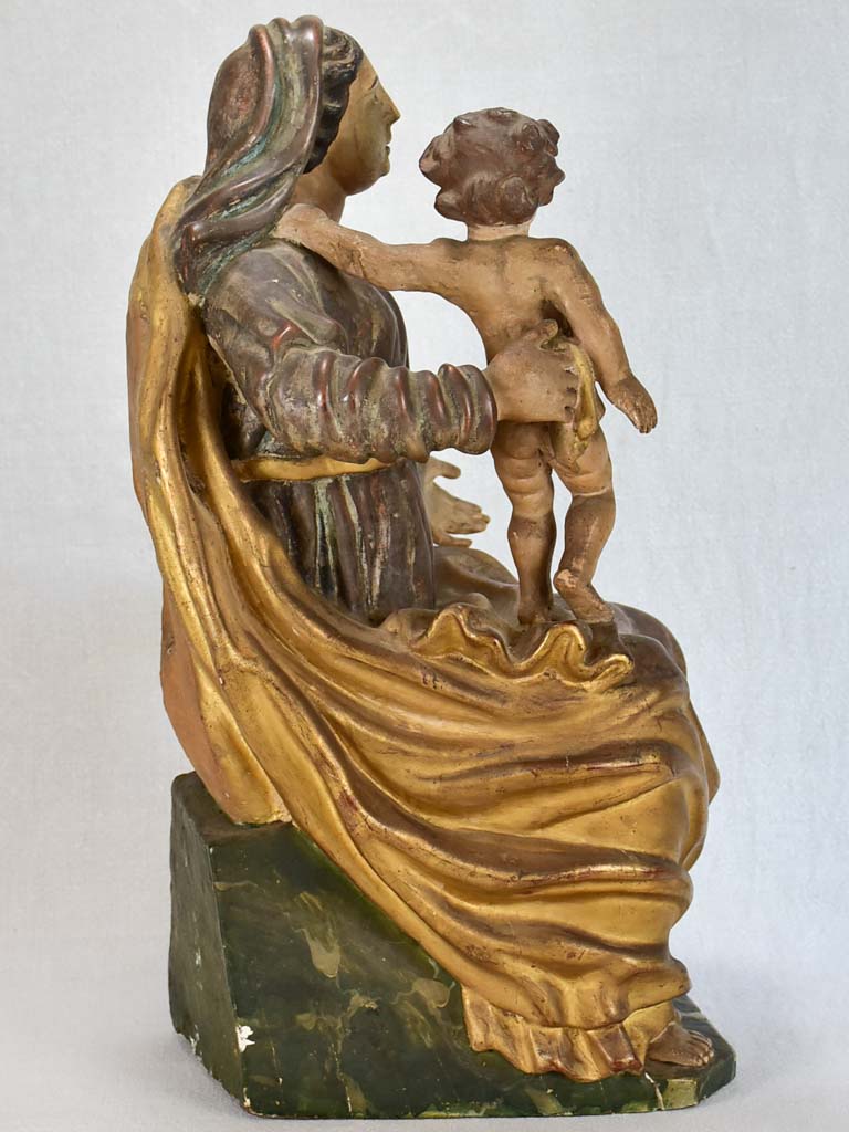 17th-century wooden statue of the Virgin Mary 22¾"
