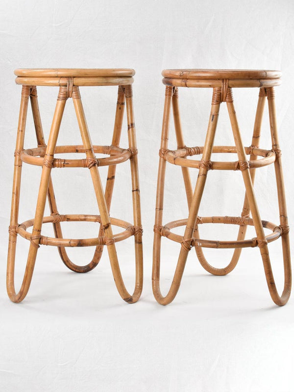 Pair of bent cane bar stools