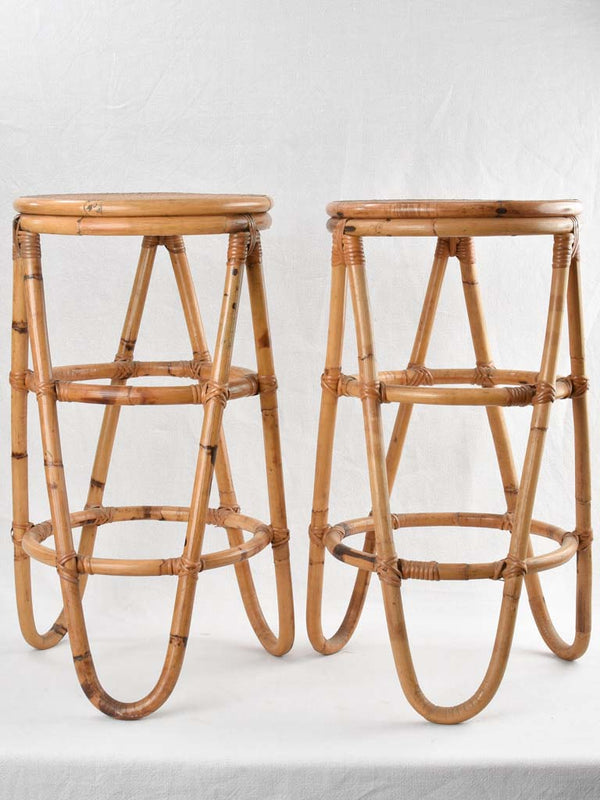 Pair of bent cane bar stools