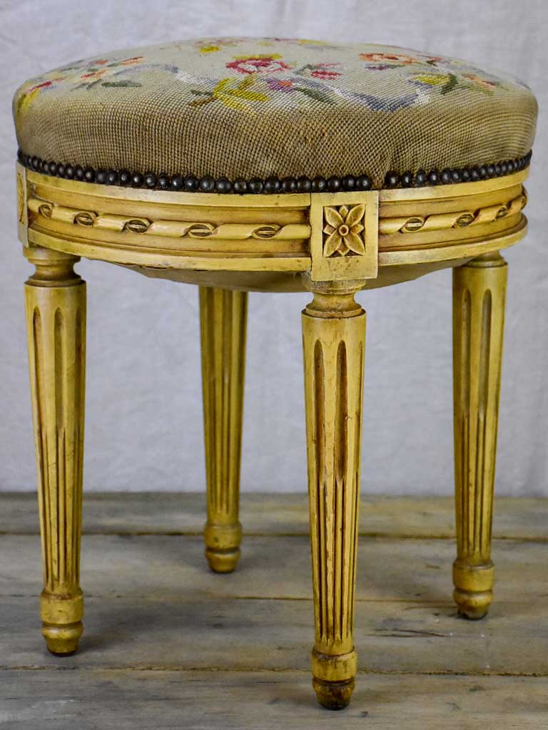 Louis XVI stool with cross stitch upholstery