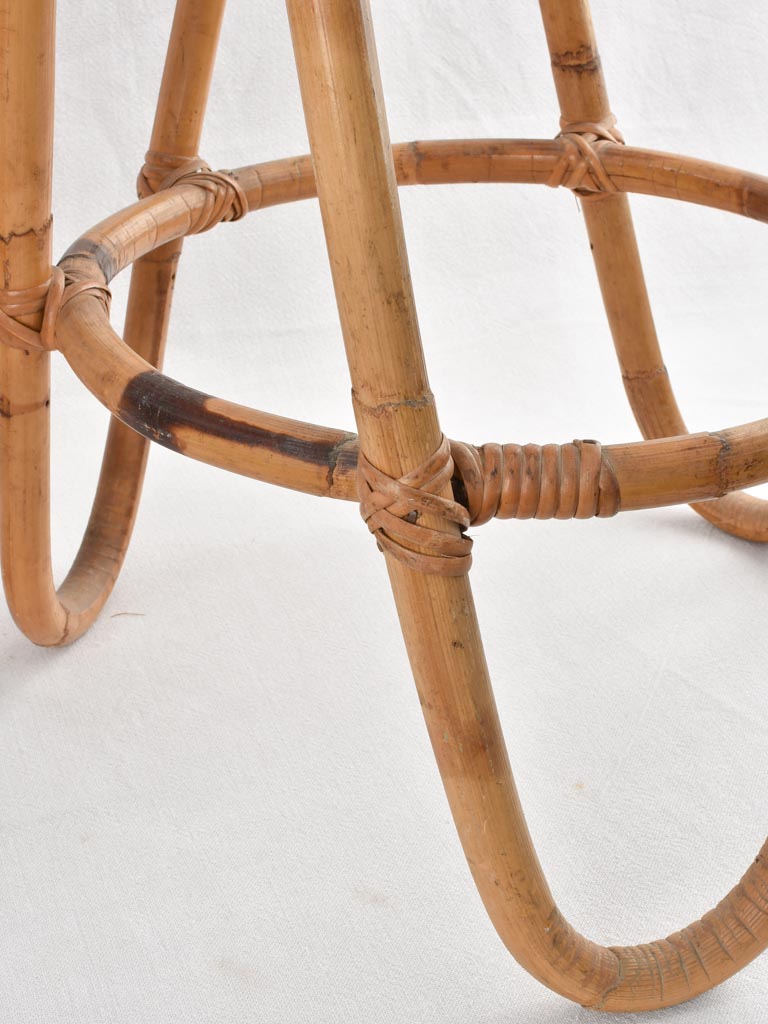 Retro-styled bent cane bar stools