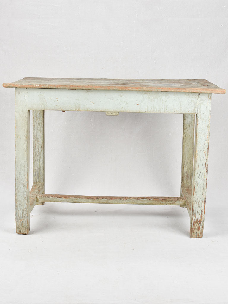 Antique French farm table with pale blue patina 40½"