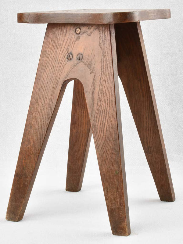 Stool with undulating seat, wooden
