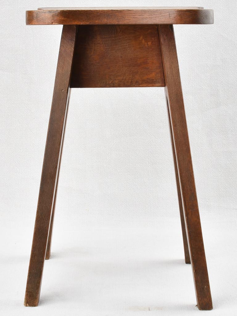 Rustic oak 1960s wooden stool