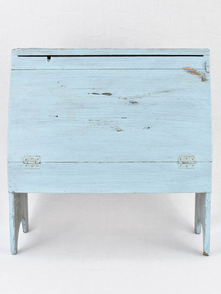 Italian drop front storage console, blue, 27¼"