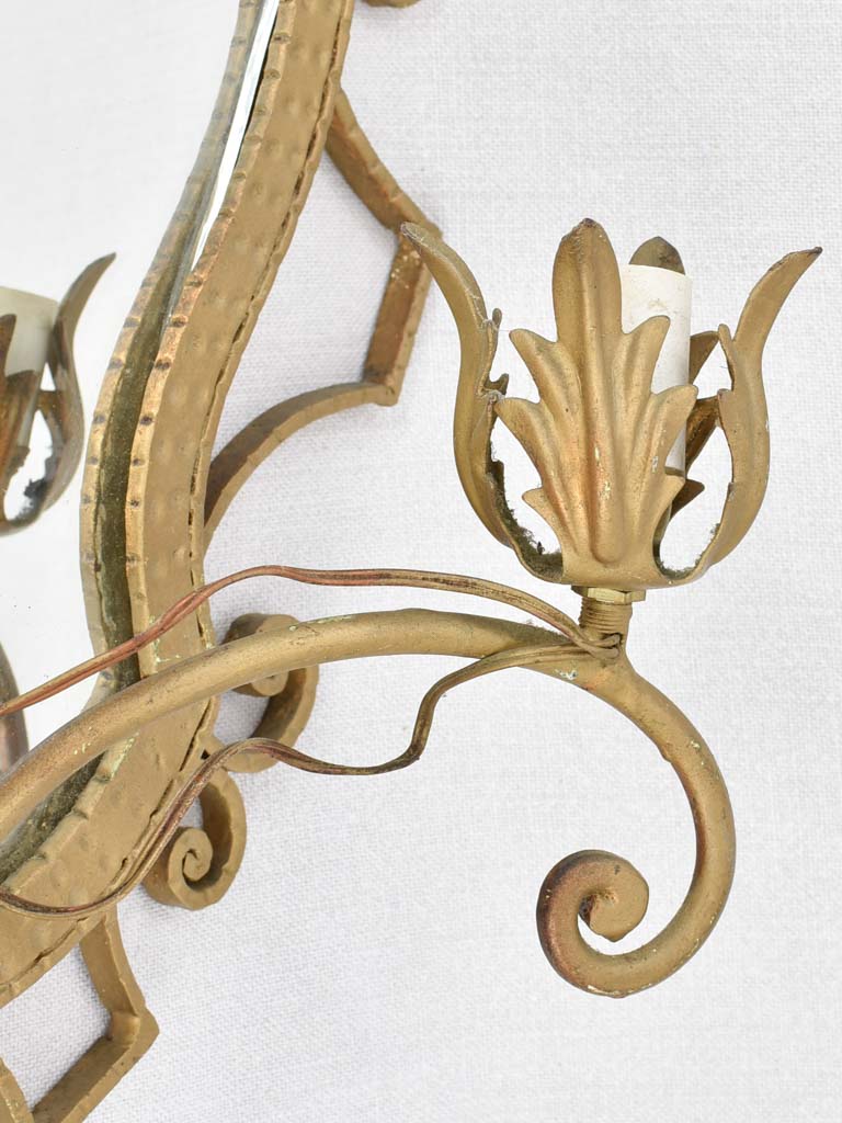 Two 1950s Luigi Colli mirrored wall sconces 19"
