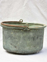 19th century French copper cauldron with blue green patina