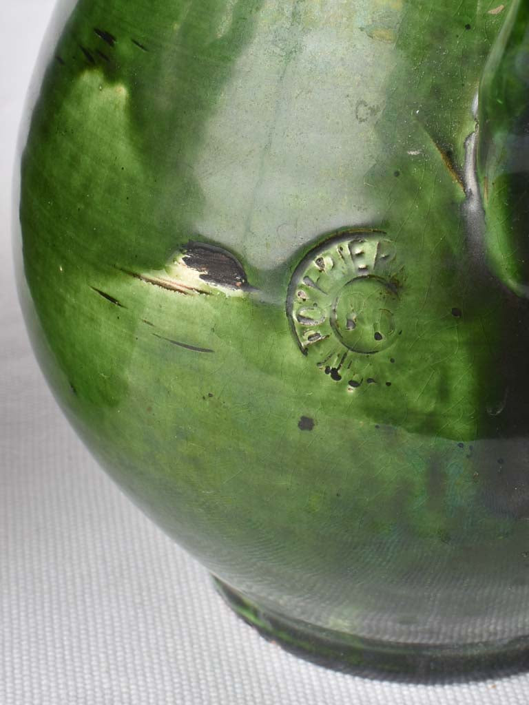 Vintage Green-Glazed Clay Pitchers Aubagne