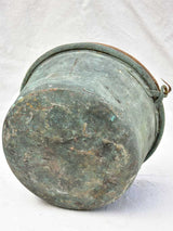 19th century French copper cauldron with blue green patina