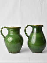 Vintage Dark Green Pottery Studio Pitchers