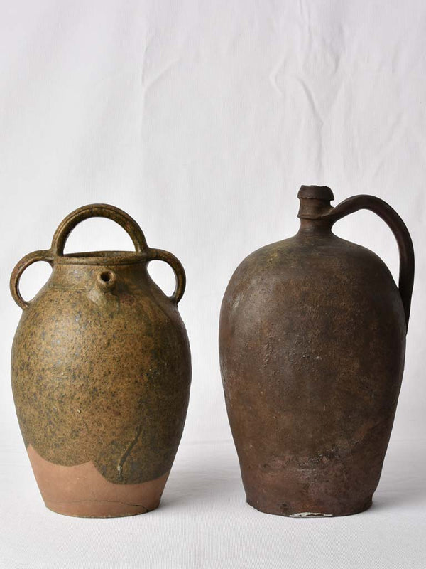Nineteenth century brown patina jugs