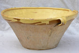 Antique French tian cooking bowl with yellow glaze 18"