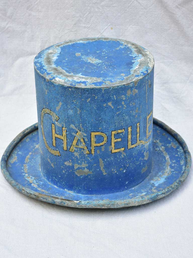 Rare 19th Century French hat - zinc sign from a hatter's shop 10¾"