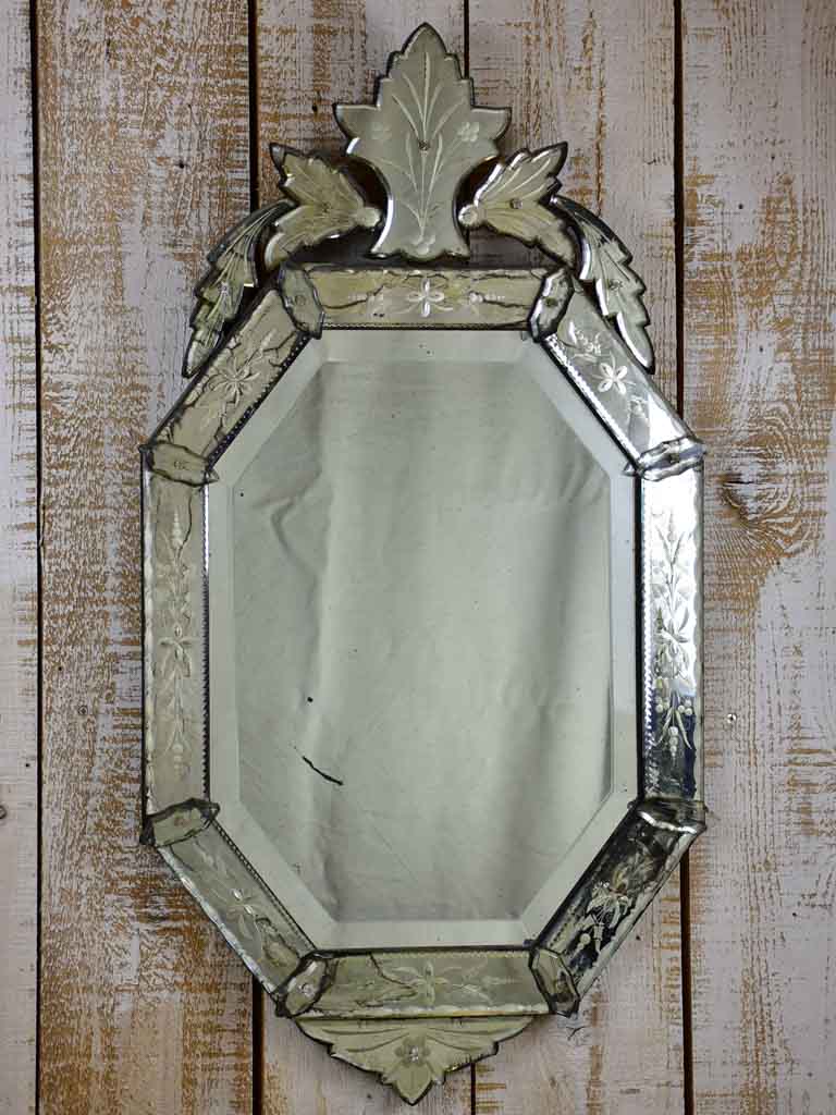 Vintage Venetian mirror with crest 20½" x 37½"