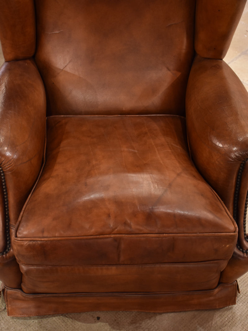 Vintage French wingback club chair
