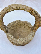 Mid century faux bois basket planter 15"
