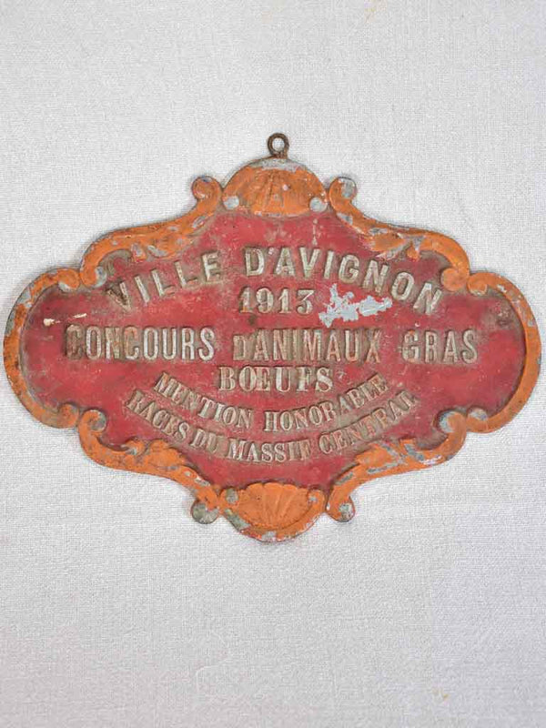 Antique French agricultural prize for bulls - Avignon 1913. 8¾" x 11"