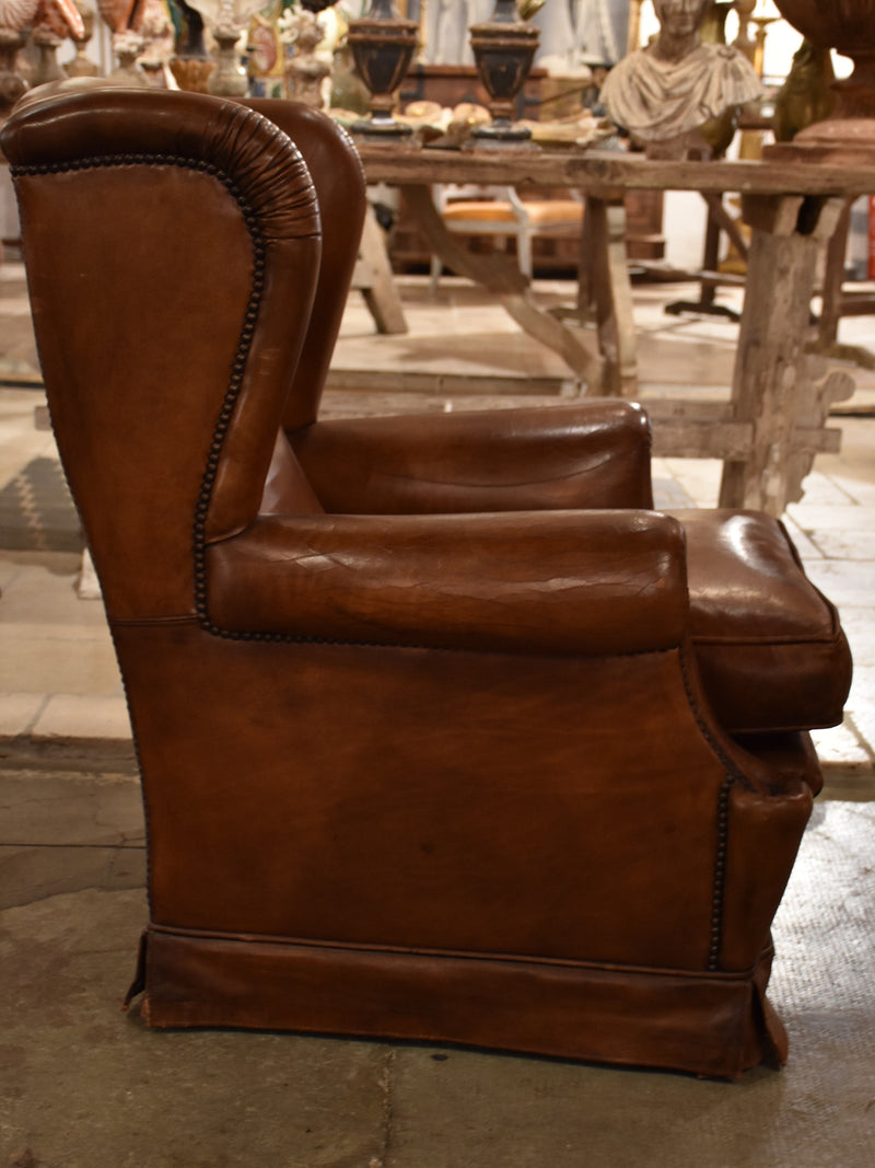 Vintage French wingback club chair