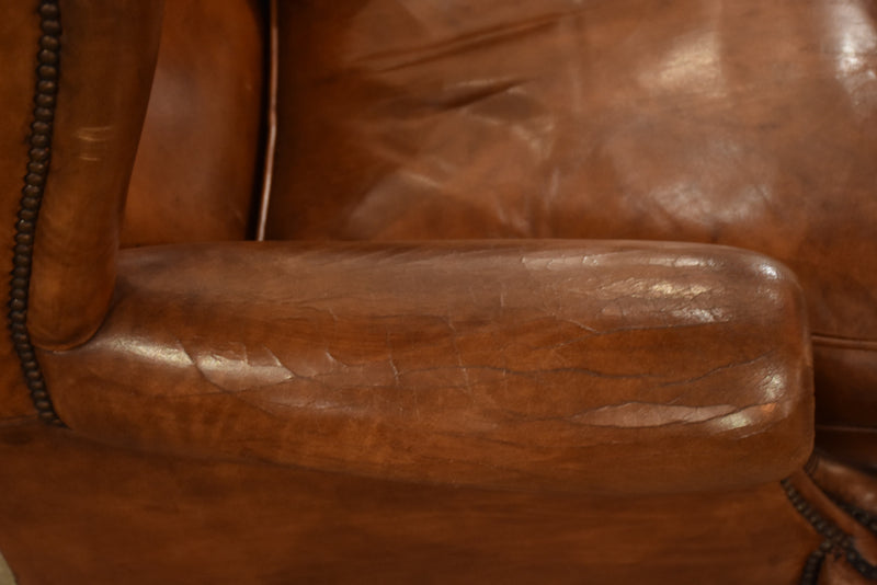 Vintage French wingback club chair