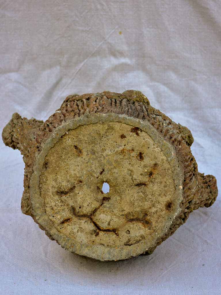 Mid century faux bois basket planter 15"