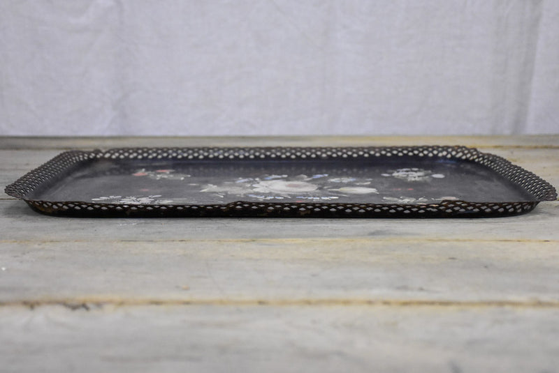 Rustic Napoleon III platter - handpainted 18½" x  13½"