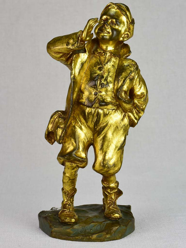 Louis Oury Art Deco bronze sculpture of a young boy 12¼"