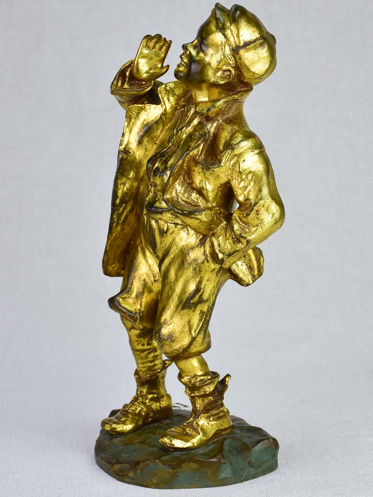 Louis Oury Art Deco bronze sculpture of a young boy 12¼"