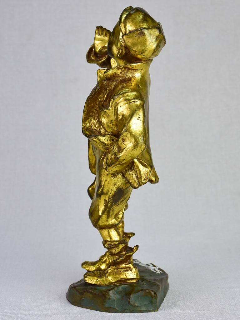 Louis Oury Art Deco bronze sculpture of a young boy 12¼"