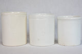 Collection of 3 white ceramic preserving pots