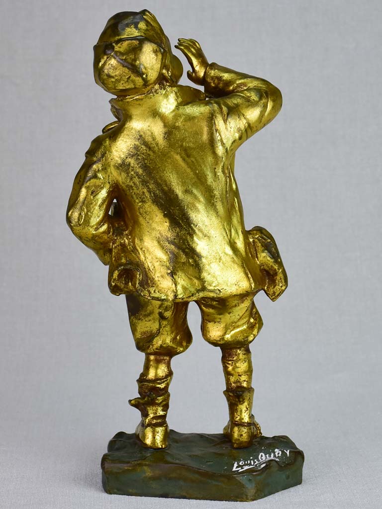 Louis Oury Art Deco bronze sculpture of a young boy 12¼"